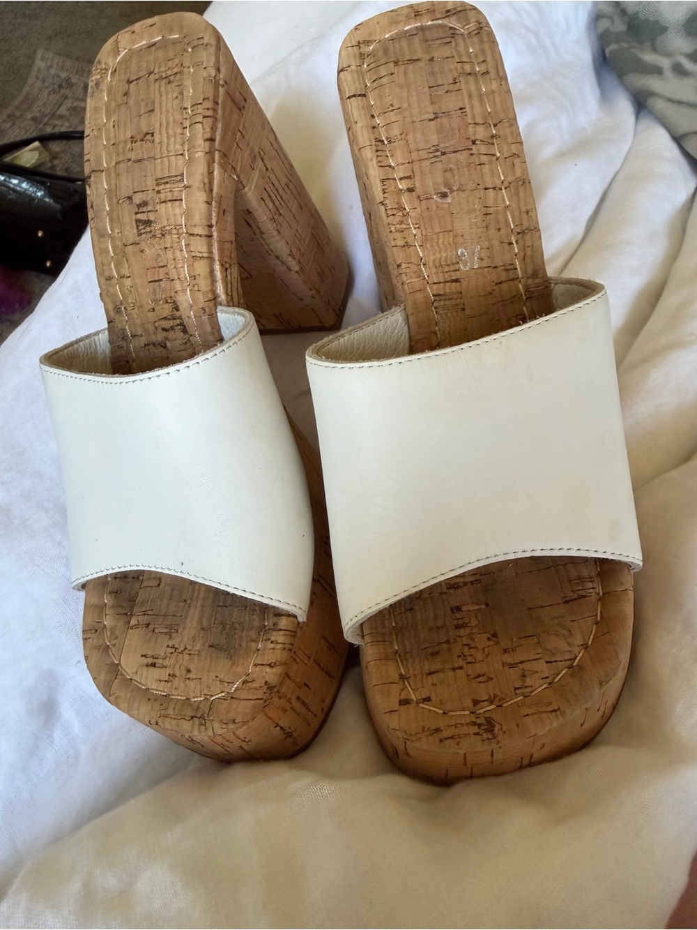 Princess Polly White Cork Platform Slide Mules